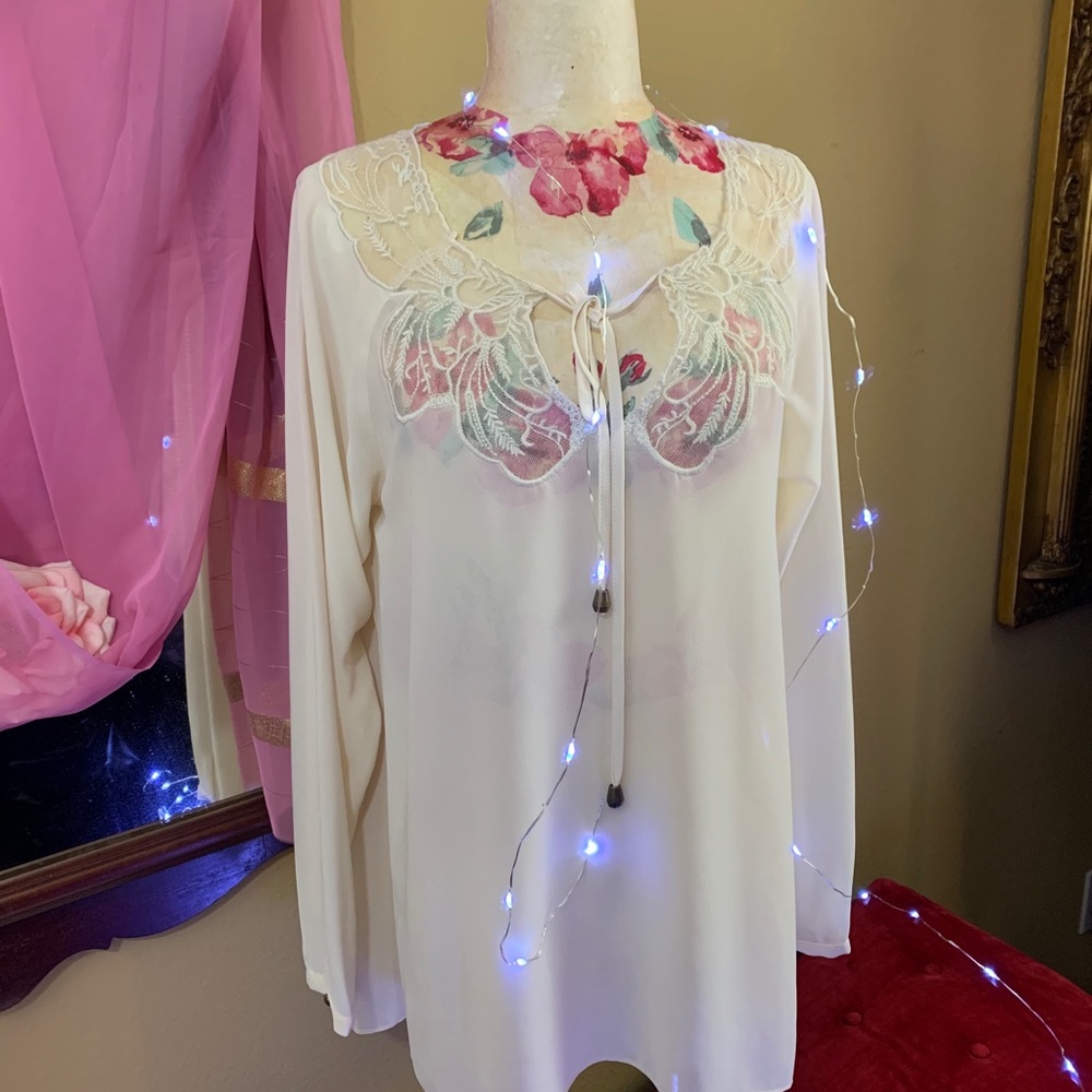 Forever 21 White Sheer Blouse